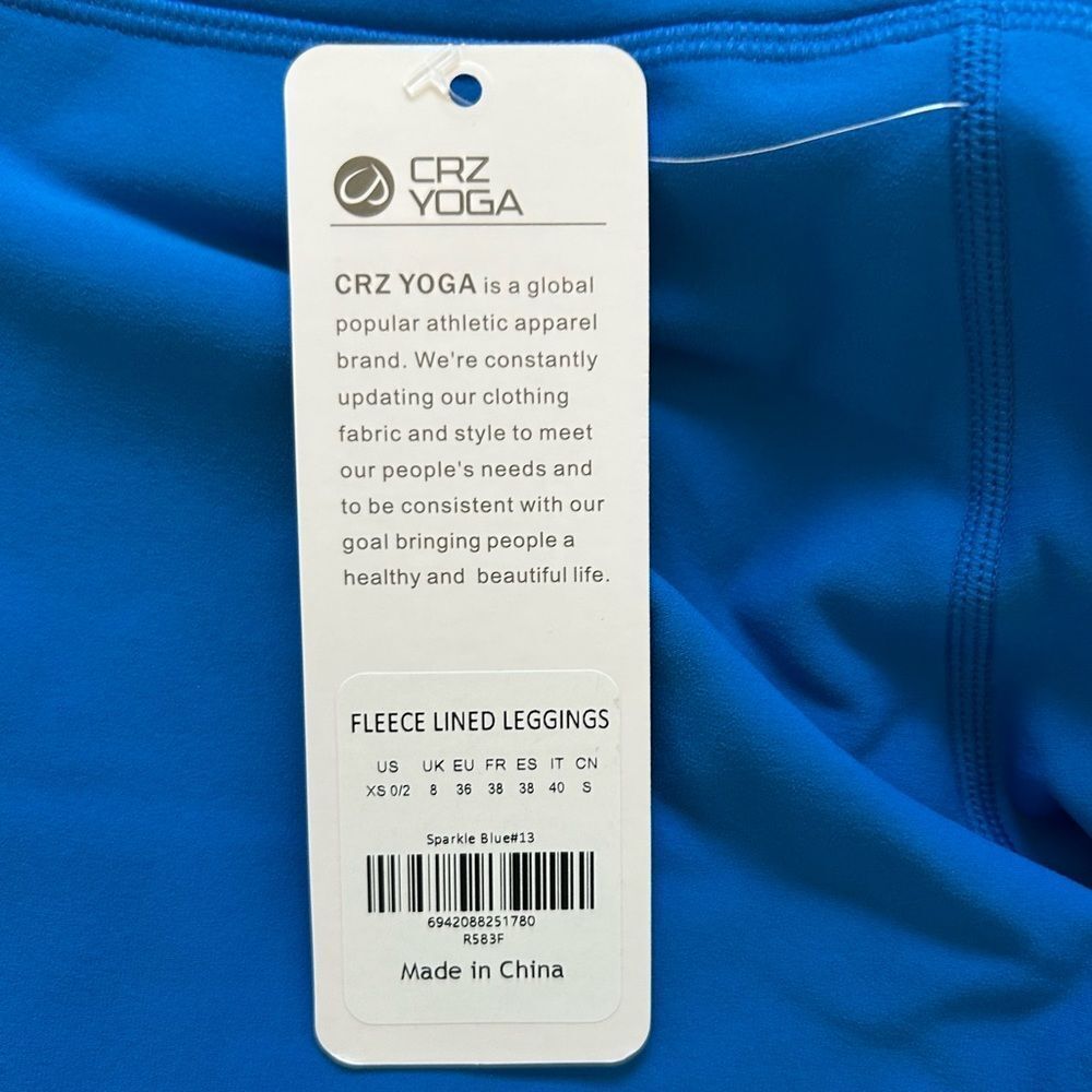 CRZ YOGA Fleece Lined Soft Leggings, Sparkle Blue, Size XS, NWT - Picture 7 of 8